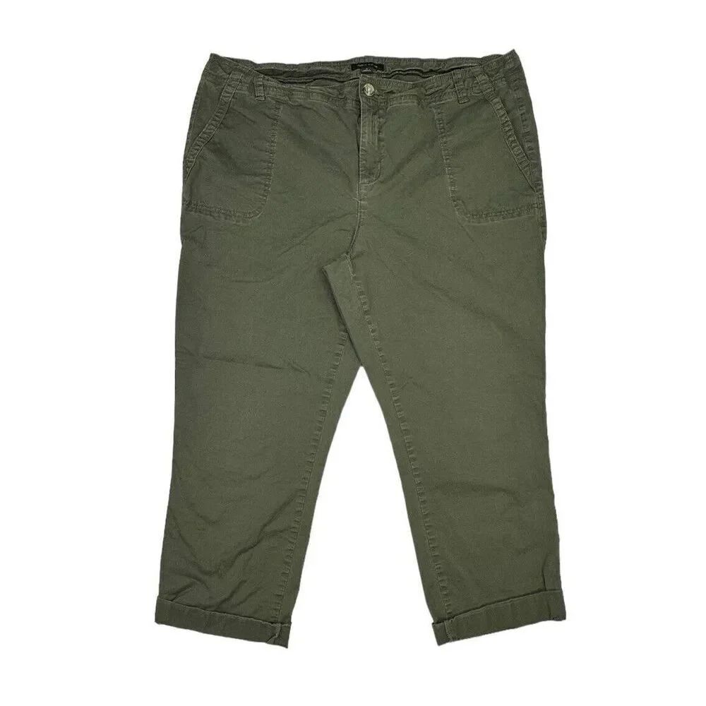 Tommy Hilfiger Cuffed Olive Army Green Casual Ankle Pants Women’s Size 18